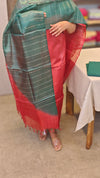 Red and Green Tussar silk suit