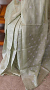 Mint Green Tussar silk saree