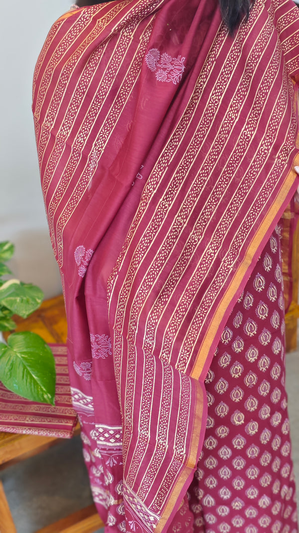 MC058 Maroon Chanderi salwar suit