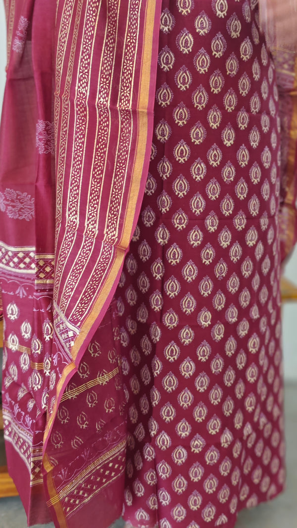 MC058 Maroon Chanderi salwar suit