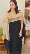 Black cotton kota suit with crochet work