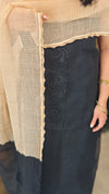 Black cotton kota suit with crochet work