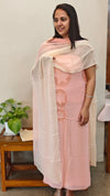 Light pink Georgette suit with crochet work