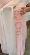 Light pink Georgette suit with crochet work