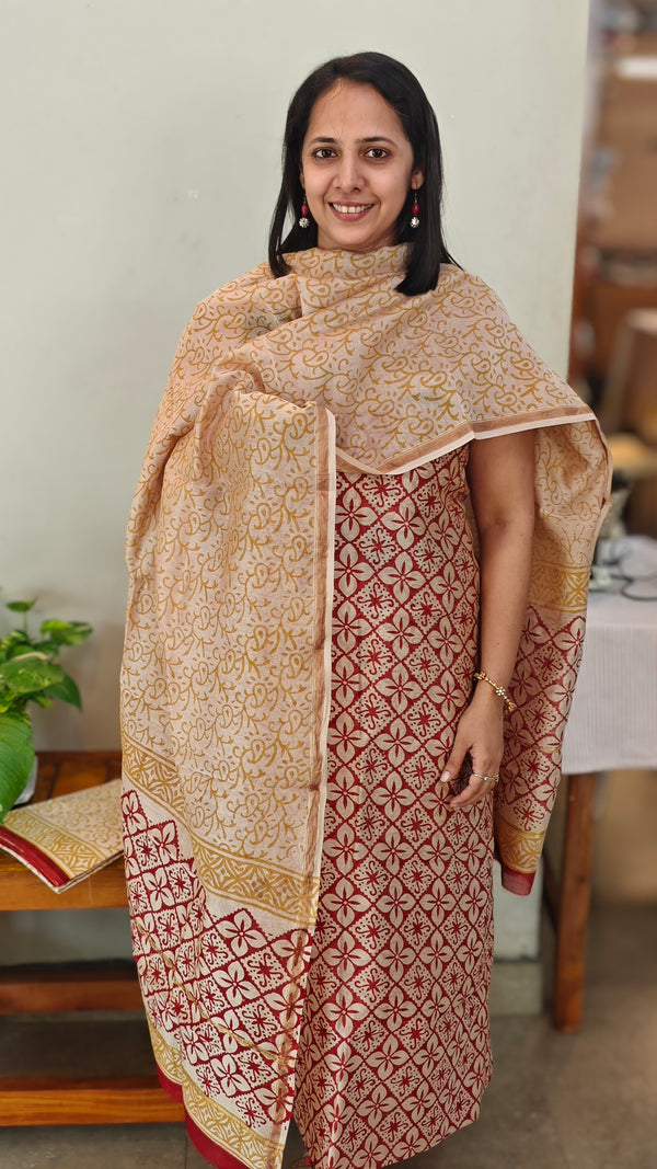 Brick Red Chanderi Salwar Suit