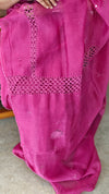 B11 - Pink Cotton Kota saree with Crochet work