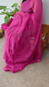 B11 - Pink Cotton Kota saree with Crochet work