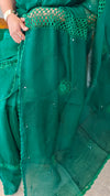 B11 - Green Cotton Kota saree with Crochet work