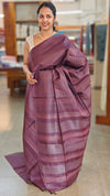 TX4DF Wine Maroon Tussar silk saree
