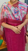 Pink printed silky kota suit