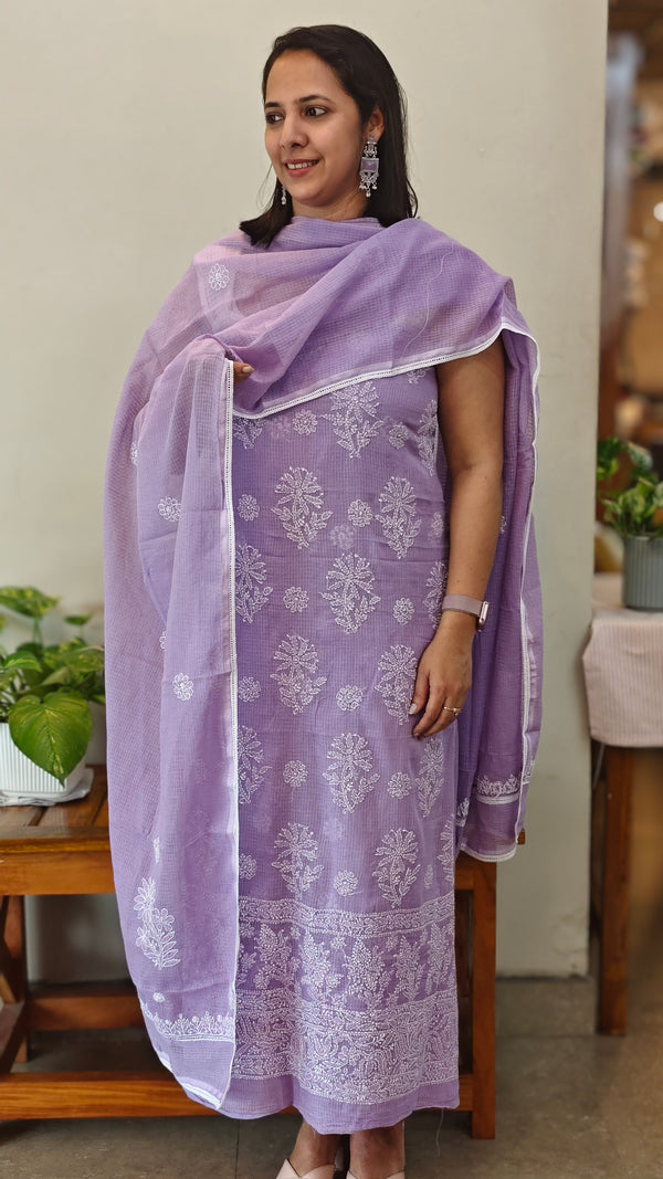 CW3M Lavender Chikankari net kota 2 piece suit