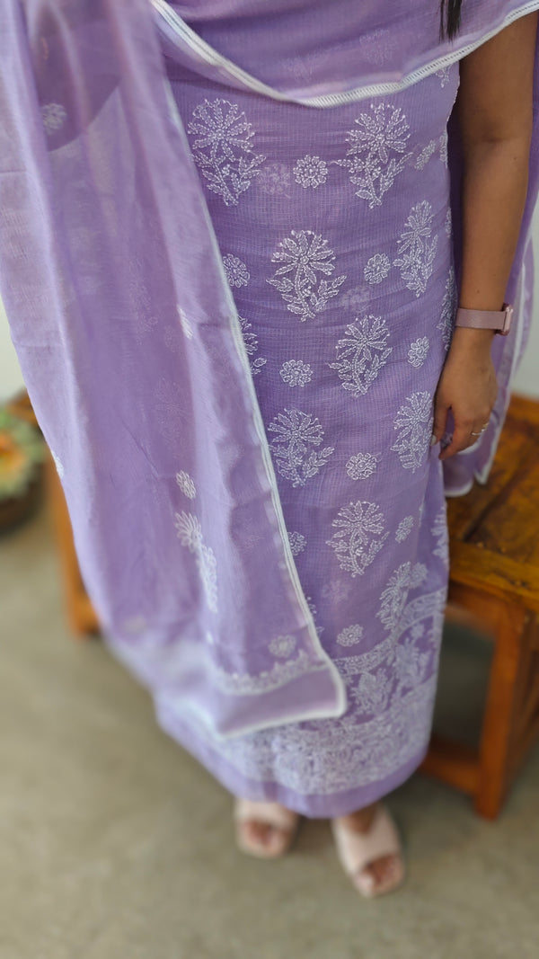 CW3M Lavender Chikankari net kota 2 piece suit