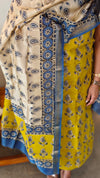 R521 - Mustard and blue Maheshwari silk suit
