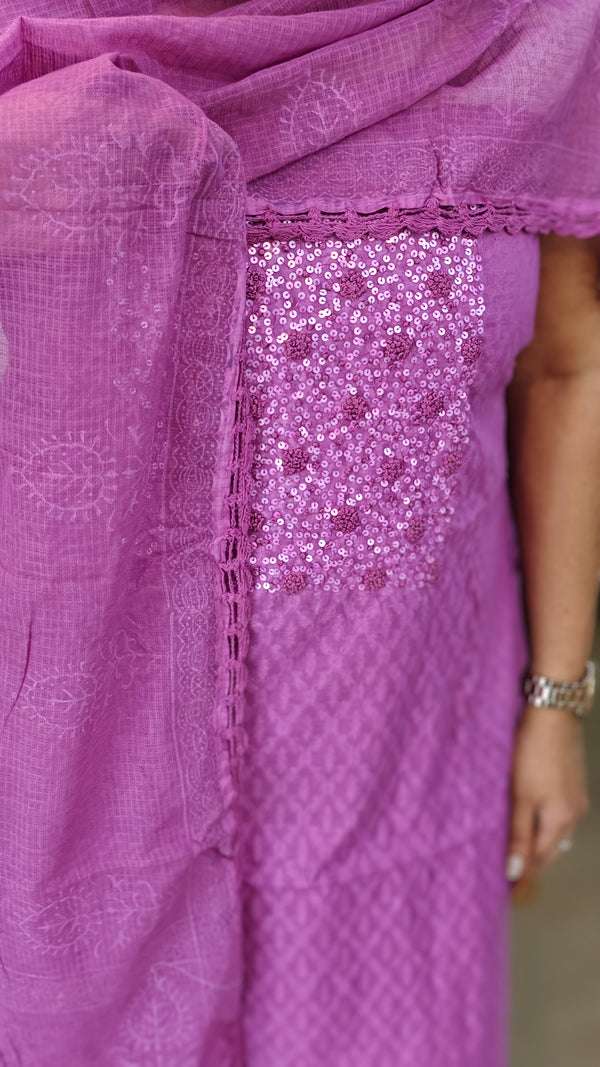 Lilac Jacquard Cotton suit