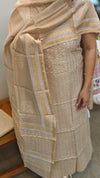 Beige Gold and Off white chanderi suit