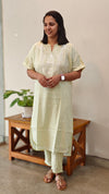 Pastel green kaftan sleeve kurthi set