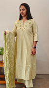 Light green cotton embroidered set