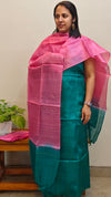 Turquoise and pink tussar silk suit