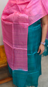 Turquoise and pink tussar silk suit