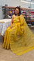 Mustard net kota block printed saree