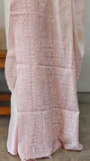 GR78 - Pink and off white shibori printed tussar silks saree