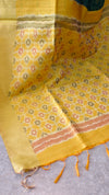 TRH23 Bottle Green and Mustard Raw silk saree