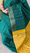 TRH23 Bottle Green and Mustard Raw silk saree