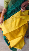TRH23 Bottle Green and Mustard Raw silk saree