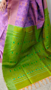 TRH23 Light Purple and Green Raw Silk Saree