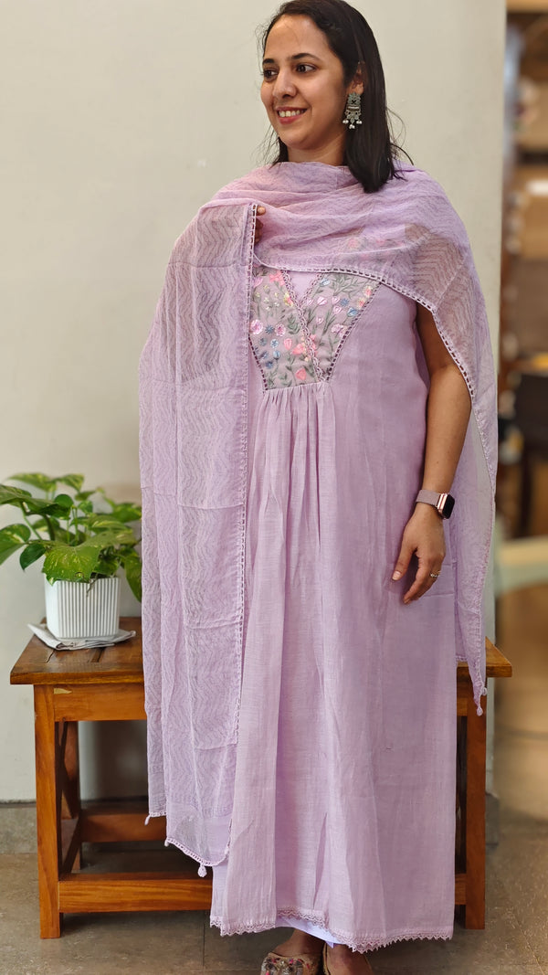 Lavender mal chanderi set