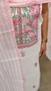 White net kota suit with shadow work embroidery