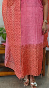 ENK40 - Pink and orange embroidered net kota suit