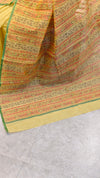 Mustard and green net kota saree