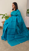 W189 - Cyan blue tussar silk saree