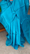 W189 - Cyan blue tussar silk saree