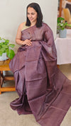 W189 - Deep mauve tussar silk saree