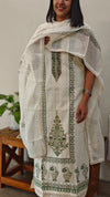 Off white and green cotton suit