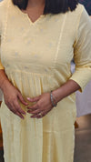 Yellow and white kurti set