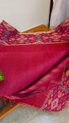 713HH - Light pink and dark pink raw silk saree with ikat borders