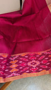 713HH - Teal and dark pink raw silk saree with ikat borders