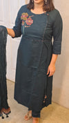 Green embroidered cotton kurti se