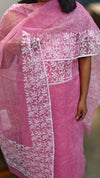 Pink and white net kota suit