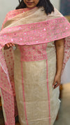 beige and pink net kota suit
