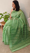 4XG - Green tepchi organa saree