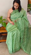 4XG - Green tepchi organa saree