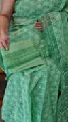 4XG - Green tepchi organa saree