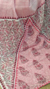 V220 - Pink printed net kota saree with chikankari palla