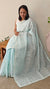 Baby blue embroidered net kota saree