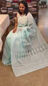 Powder blue net kota saree
