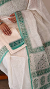 White Block printed NetKota saree